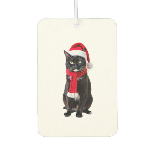 Hässlicher Weihnachts-Schwarzer-Katze-Santa-Hut-Sc Autolufterfrischer