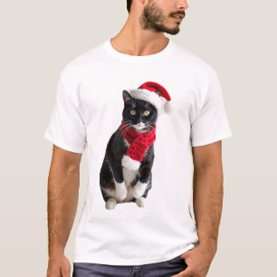 Hässlicher Weihnachts-Schwarzer-Katze-Santa-Hut-Sc T-Shirt