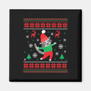 Hässlicher Weihnachts-Waschbär-Weihnachtsfeier - W Magnet
