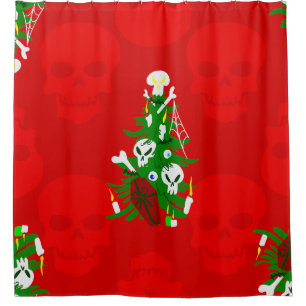 hässlicher Weihnachtsbaum-Totenkopf-Sarg Duschvorhang