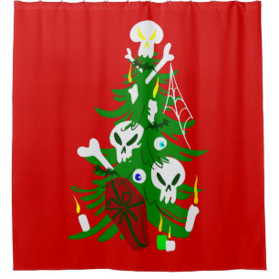 hässlicher Weihnachtsbaum-Totenkopf-Sarg Duschvorhang