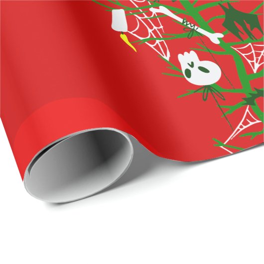 hässlicher Weihnachtsbaumschädel Spuk Geschenkpapier (Rolleneckpunkt)
