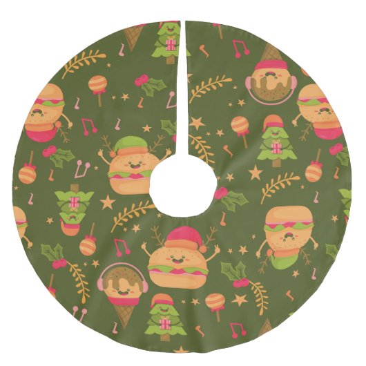 hässlicher Weihnachtseis-Saftburger Polyester Weihnachtsbaumdecke (Vorderseite)