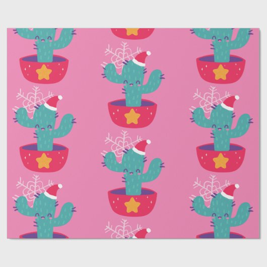 hässlicher Weihnachtskaktus südwestliche Wüstensch Geschenkpapier (Flach)