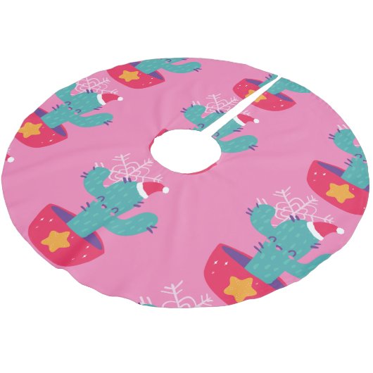 hässlicher Weihnachtskaktus südwestliche Wüstensch Polyester Weihnachtsbaumdecke (Schrägansicht)