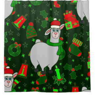 hässlicher Weihnachtslama-Santa-Claus Alpaca Duschvorhang