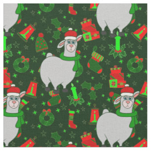hässlicher Weihnachtslama-Santa-Claus Alpaca Stoff