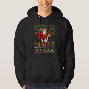 Hässlicher Weihnachtsmann reitet Standard Pudel Hu Hoodie