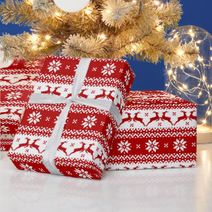 Hässlicher Weihnachtsmann-Rentier- und Schneeflock Geschenkpapier