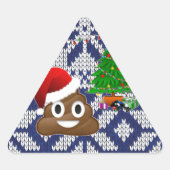 hässlicher Weihnachtspulli kacke Emoji Dreieckiger Aufkleber (Vorderseite)