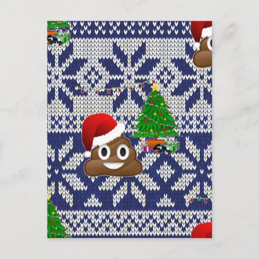 hässlicher Weihnachtspulli kacke Emoji Feiertagspostkarte (Vorderseite)