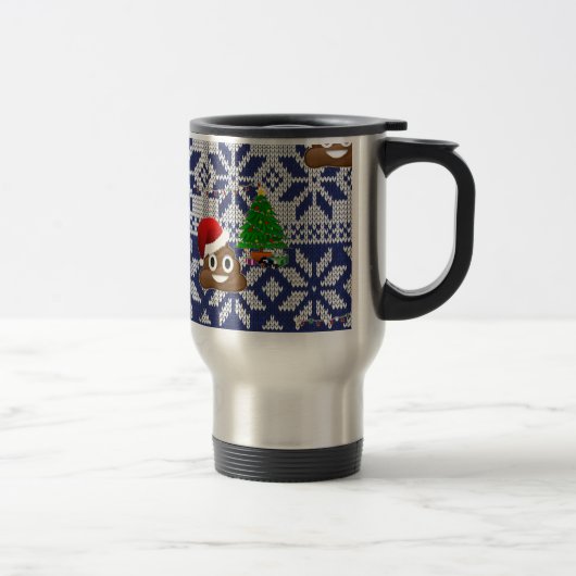 hässlicher Weihnachtspulli kacke Emoji Reisebecher (Rechts)