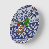 hässlicher Weihnachtspulli kacke Emoji Runde Wanduhr (Winkel)