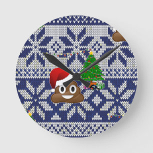 hässlicher Weihnachtspulli kacke Emoji Runde Wanduhr