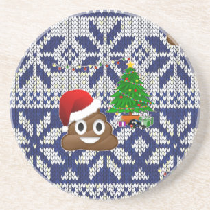hässlicher Weihnachtspulli kacke Emoji Sandstein Untersetzer