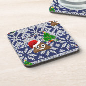 hässlicher Weihnachtspulli kacke Emoji Untersetzer (Linke Seite)