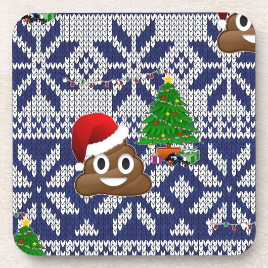 hässlicher Weihnachtspulli kacke Emoji Untersetzer (Vorderseite)