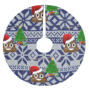 hässlicher Weihnachtspulli kackte Emoji-Baumrock Polyester Weihnachtsbaumdecke
