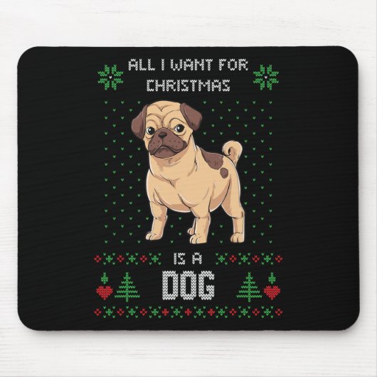 Hässlicher Weihnachtspulli Mops Hässlicher Pullove Mousepad (Vorne)