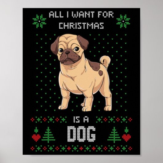 Hässlicher Weihnachtspulli Mops Hässlicher Pullove Poster (Vorne)