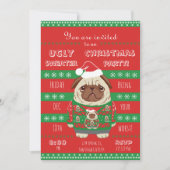 hässlicher Weihnachtspulli Party Mops Einladung (Vorderseite)