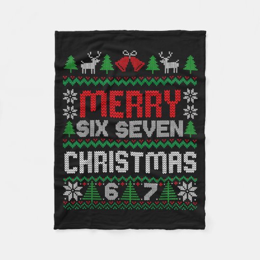 Hässlicher Weihnachtspullover 67 Sechs Sieben 6 7 Fleecedecke (Vorderseite)