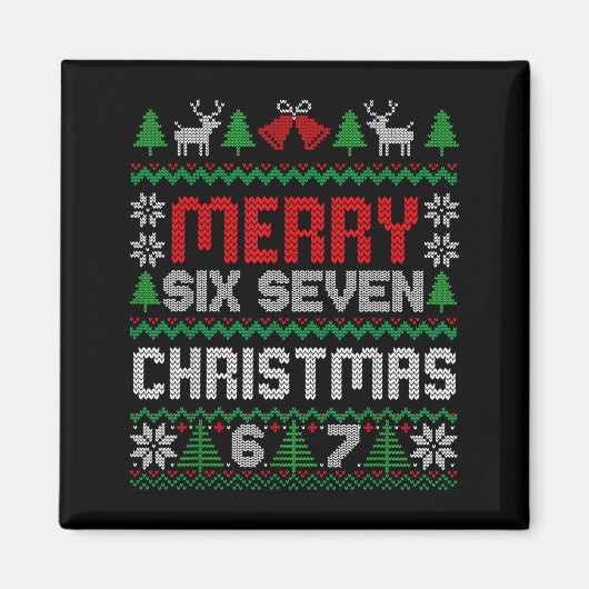 Hässlicher Weihnachtspullover 67 Sechs Sieben 6 7 Magnet (Vorne)