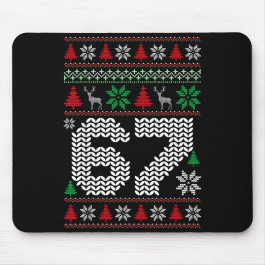 Hässlicher Weihnachtspullover 67 Sechs Sieben 6 7 Mousepad (Vorne)