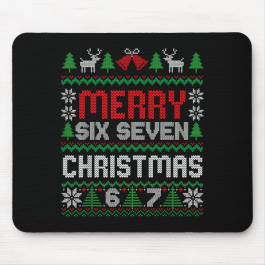 Hässlicher Weihnachtspullover 67 Sechs Sieben 6 7 Mousepad (Vorne)
