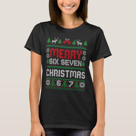 Hässlicher Weihnachtspullover 67 Sechs Sieben 6 7 T-Shirt (Vorderseite)