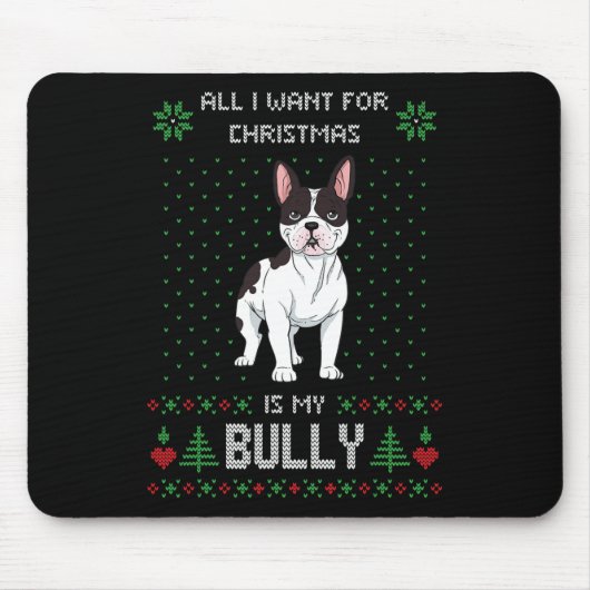 Hässlicher Weihnachtspullover Bully Französische B Mousepad (Vorne)