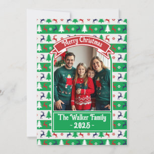 Hässlicher Weihnachtspullover Familienfoto  Feiertagskarte