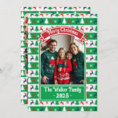 Hässlicher Weihnachtspullover Familienfoto  Feiertagskarte (Vorne/Hinten)