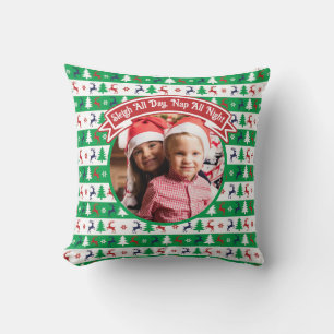 Hässlicher Weihnachtspullover Familienfoto  Kissen