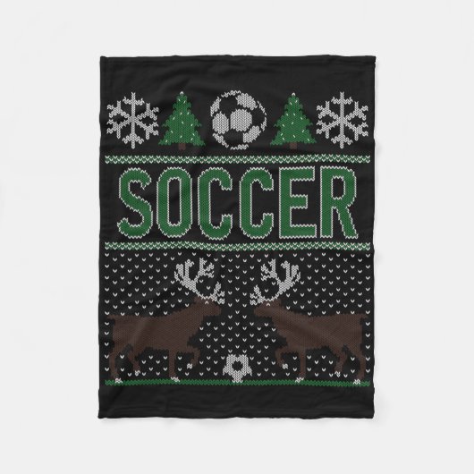 Hässlicher Weihnachtspullover Fußball Fleecedecke (Vorderseite)