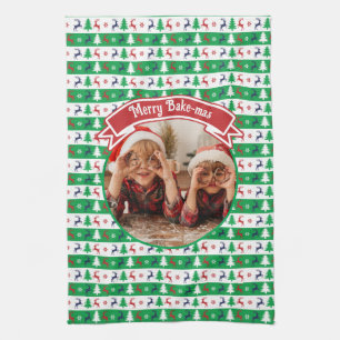 Hässlicher Weihnachtspullover Helle Jumper-Foto  Geschirrtuch