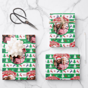 Hässlicher Weihnachtspullover Helle Sprünge Foto Geschenkpapier Set