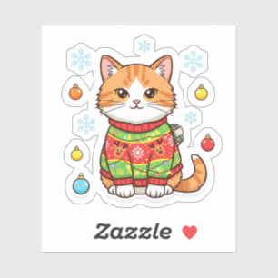 Hässlicher Weihnachtspullover-Katze – Lustiger Wei Aufkleber
