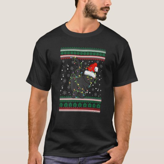 Hässlicher Weihnachtspullover Katze Santa T-Shirt (Vorderseite)