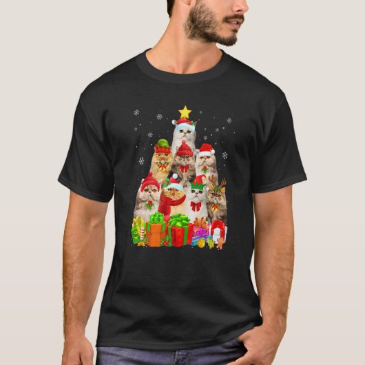 Hässlicher Weihnachtspullover Katzenbaum Perserkat T-Shirt (Vorderseite)