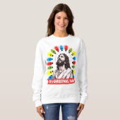 Hässlicher Weihnachtspullover kitschige Jesus-Lich Sweatshirt (Vorne ganz)