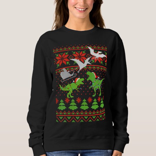 Hässlicher Weihnachtspullover mit Dinosaurier für  Sweatshirt (Vorderseite)