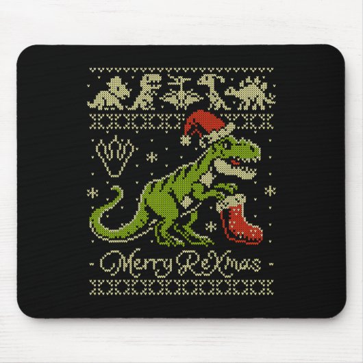 Hässlicher Weihnachtspullover mit Dinosaurier - Lu Mousepad (Vorne)