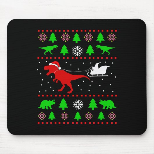 Hässlicher Weihnachtspullover mit Dinosauriern für Mousepad (Vorne)