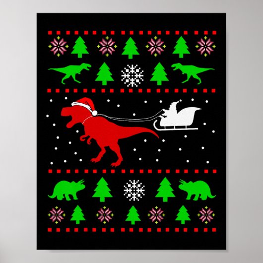 Hässlicher Weihnachtspullover mit Dinosauriern für Poster (Vorne)