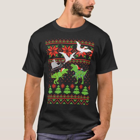 Hässlicher Weihnachtspullover mit Dinosauriern für T-Shirt (Vorderseite)