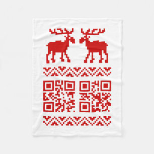Hässlicher Weihnachtspullover QR-Code Frohes Neues Fleecedecke