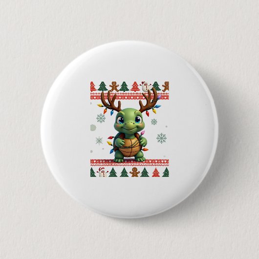 Hässlicher Weihnachtspullover-Stil beleuchtete Sch Button (Vorderseite)