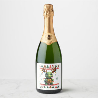 Hässlicher Weihnachtspullover-Stil beleuchtete Sch Schaumweinetikett