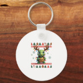 Hässlicher Weihnachtspullover-Stil beleuchtete Sch Schlüsselanhänger (Vorderseite)